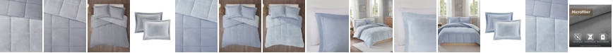 Natori Intelligent Design Carson Twin/Twin XL Reversible Frosted Print Plush to Heathered Microfiber 2 Piece Comforter Set